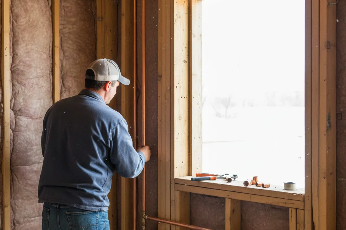 Licensed plumber running new copper supply lines in a Ellettsville home