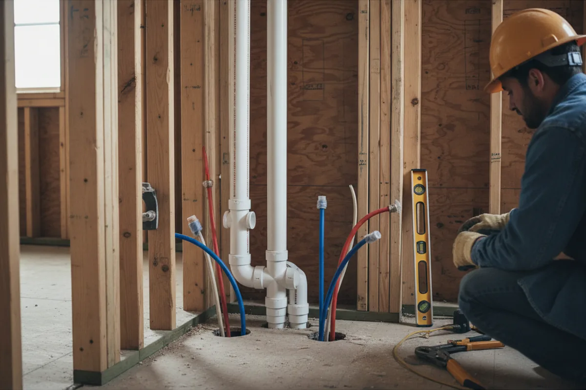 Drain and supply rough-in during Drain Cleaning in Ellettsville