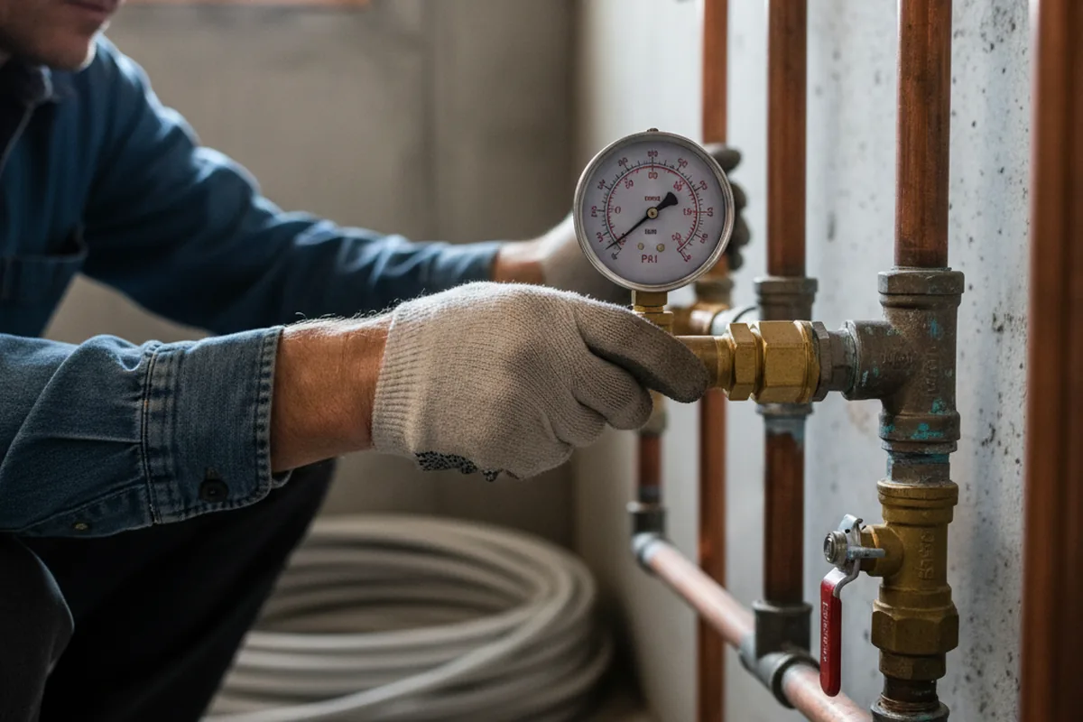 Pressure testing a repaired line during Water Line Repair in Ellettsville